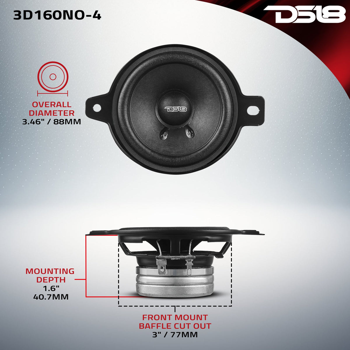 3" OEM Dashboard Loudspeaker with Neodymium Magnet | 80W RMS 4-Ohm