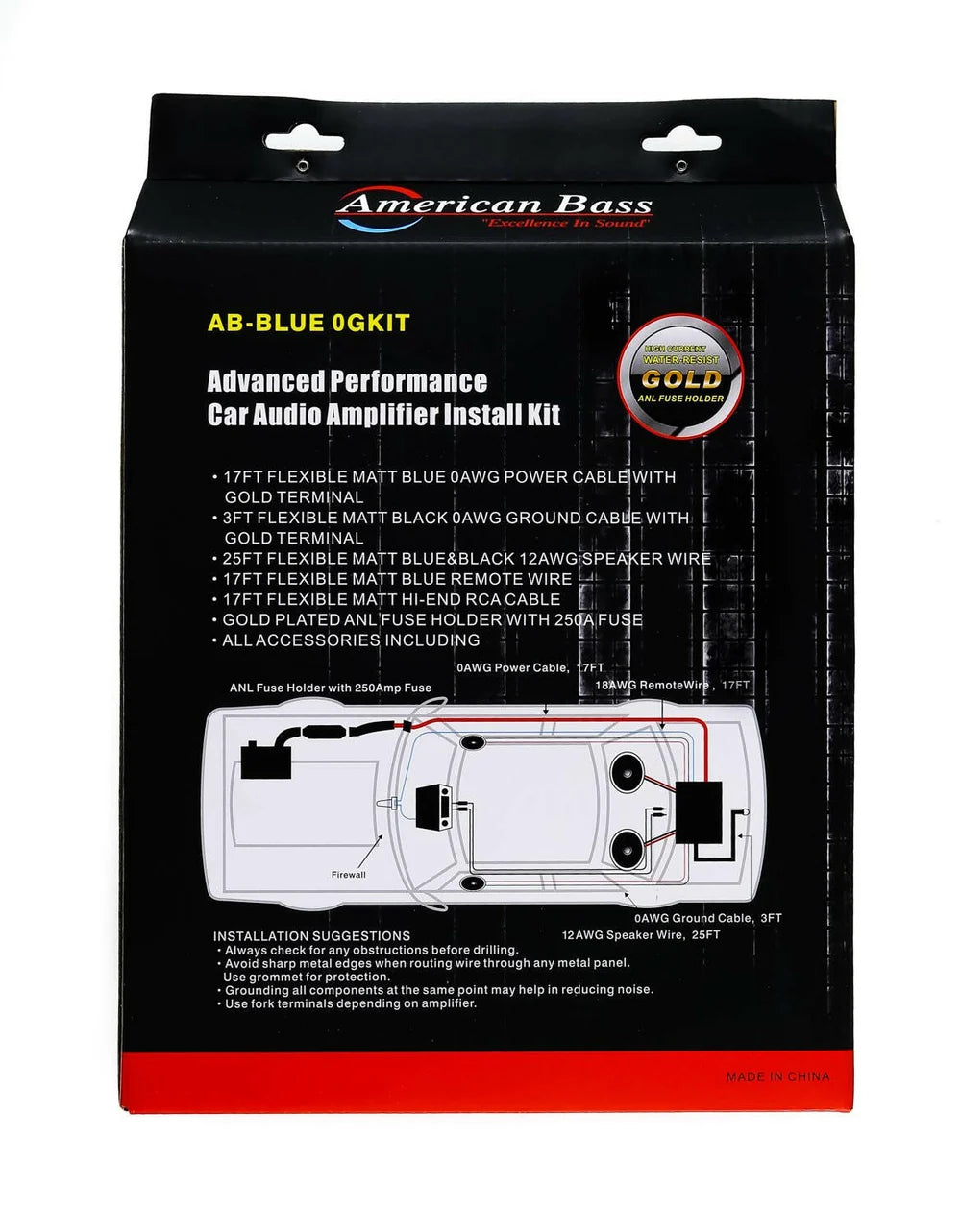 American Bass 0 gauge amp kit CCA