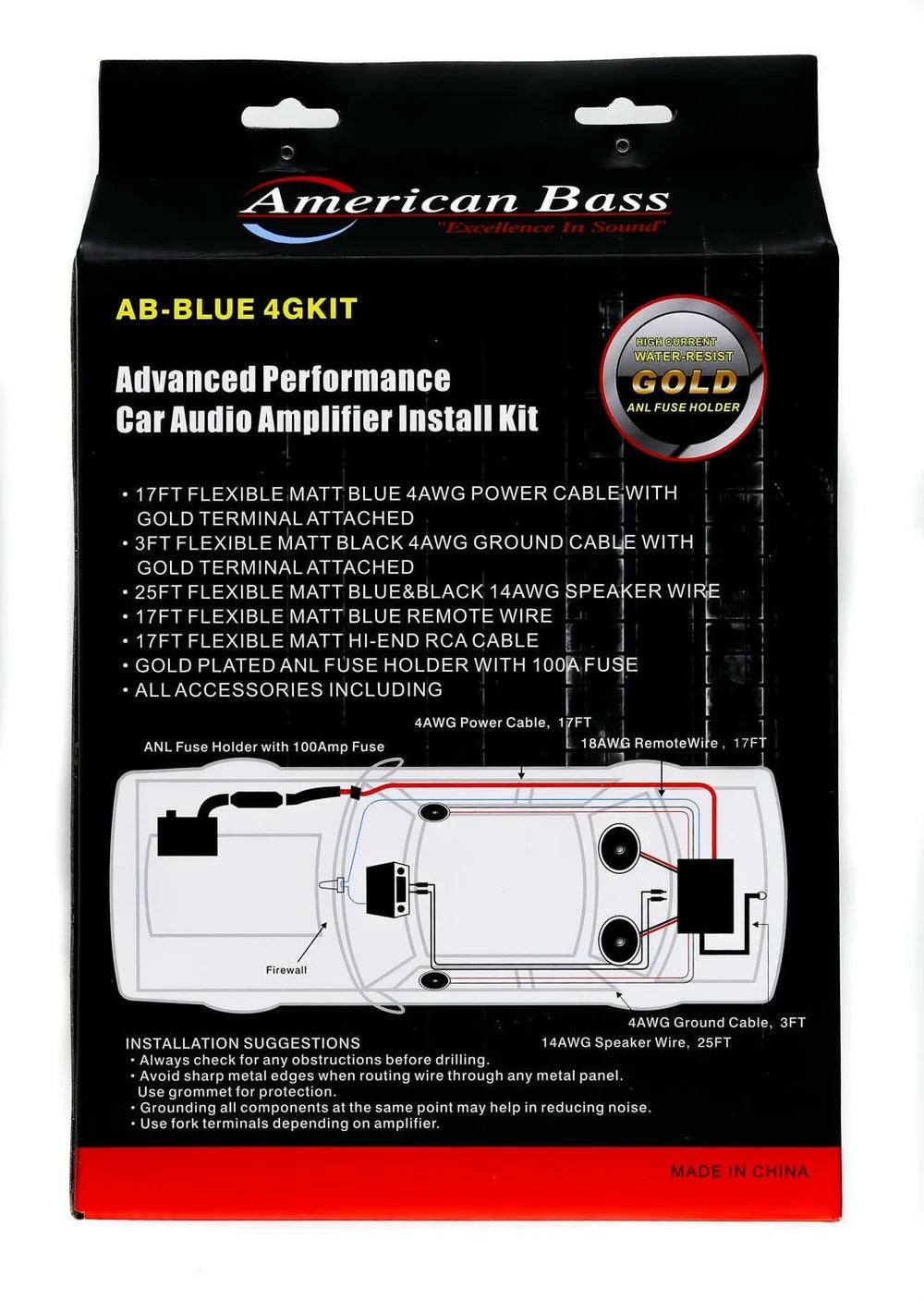 American Bass 4 gauge amp kit CCA